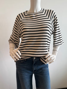Sanctuary - Boxy Raglan Tee - Black w/ Light Oat Stripe