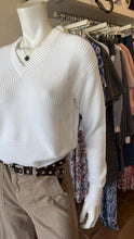 Load image into Gallery viewer, Minnie Rose - Cotton Shaker V-Neck - White