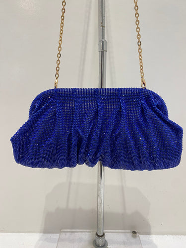 Classic Crystal Clutch with Cross Chain - Blue