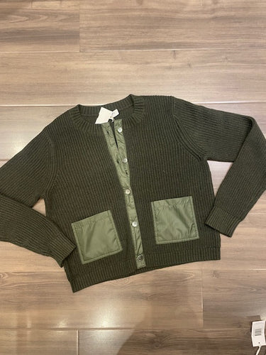 J Society Cardigan with Nylon Pocket - Military