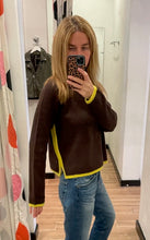 Load image into Gallery viewer, J. Society - Color Trimmed Shaker Crew - Chocolate /Citron