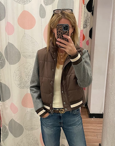 J Society Bomber Jacket - Chocolate / Grey