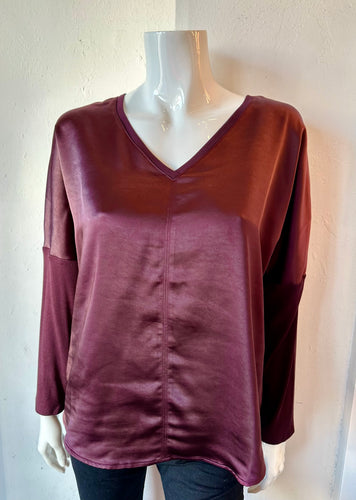 Melissa Nepton Cindy V-Neck Top- Merlot