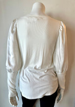 Load image into Gallery viewer, Melissa Nepton Silk/ Rib V Neck Top - Off White