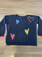 Load image into Gallery viewer, Zaket &amp; Plover- Intarsia Hearts- Dark Denim (Navy)