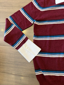 Minnie Rose - Cotton Cashmere Stripe Long Sleeve - Bordeaux