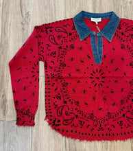 Load image into Gallery viewer, J Society - Denim Collar Bandana Top - Red