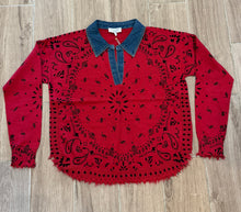 Load image into Gallery viewer, J Society - Denim Collar Bandana Top - Red