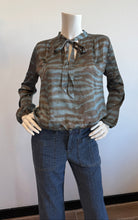 Load image into Gallery viewer, Lola + Sophie - Blue Zebra Tie Neck Top