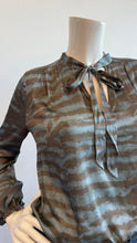 Load image into Gallery viewer, Lola + Sophie - Blue Zebra Tie Neck Top