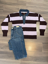 Load image into Gallery viewer, J Society - Denim Collar Polo - Coffee Bean/Lilac