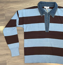 Load image into Gallery viewer, J Society - Denim Collar Polo - Cornflower/Coffee