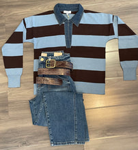 Load image into Gallery viewer, J Society - Denim Collar Polo - Cornflower/Coffee