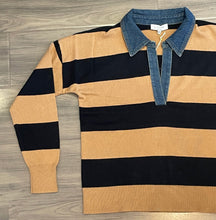 Load image into Gallery viewer, J Society - Denim Collar Polo - Camel/Black