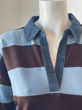 Load image into Gallery viewer, J Society - Denim Collar Polo - Cornflower/Coffee