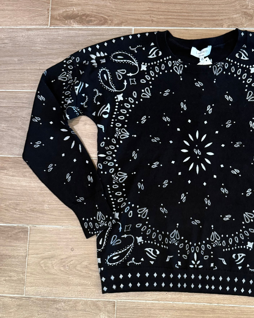J Society - Foil Bandana Sweater - Black