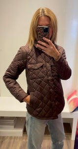 J. Society - Nylon Quilted Shirt Jacket - Chocolate Brown