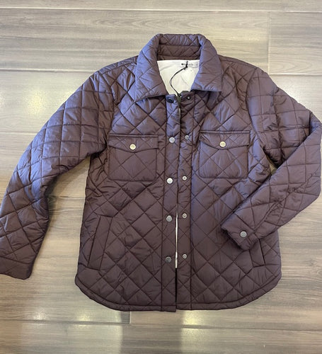 J. Society - Nylon Quilted Shirt Jacket - Chocolate Brown