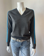 Load image into Gallery viewer, J Society Striped V Neck Sweater - Charcoal