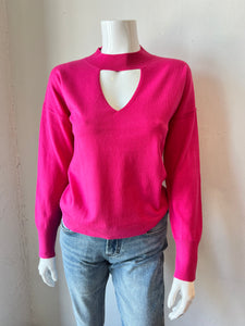 J Society - Peek a Boo Neck Sweater - Fuchsia