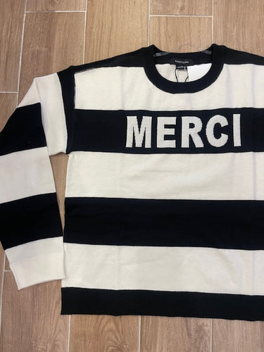 Sanctuary 24/7 Popover Stripe Sweater  Black/Chalk