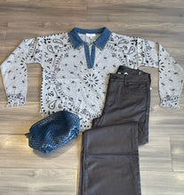 Load image into Gallery viewer, J Society - Denim Collar Bandana Top - Heather Grey