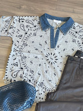 Load image into Gallery viewer, J Society - Denim Collar Bandana Top - Heather Grey