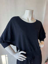 Load image into Gallery viewer, Mila -  Puff Sleeve Crop Top - Navy