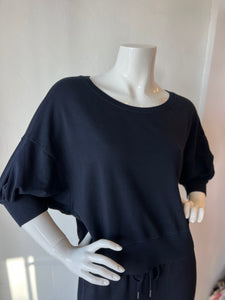 Mila -  Puff Sleeve Crop Top - Navy