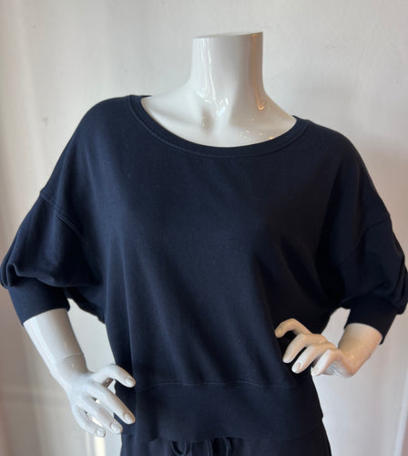 Mila -  Puff Sleeve Crop Top - Navy