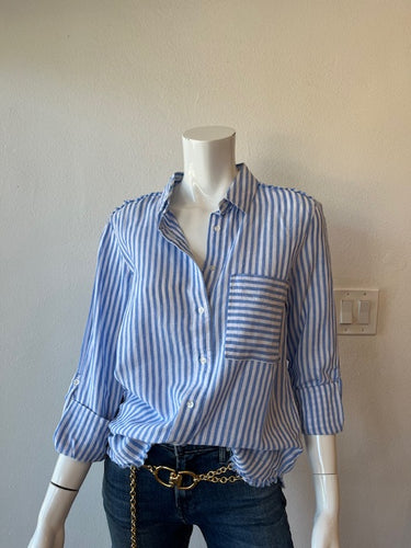 Melissa Nepton - Keny L/S Thin Stripe Shirt - Blue Stripe Texture