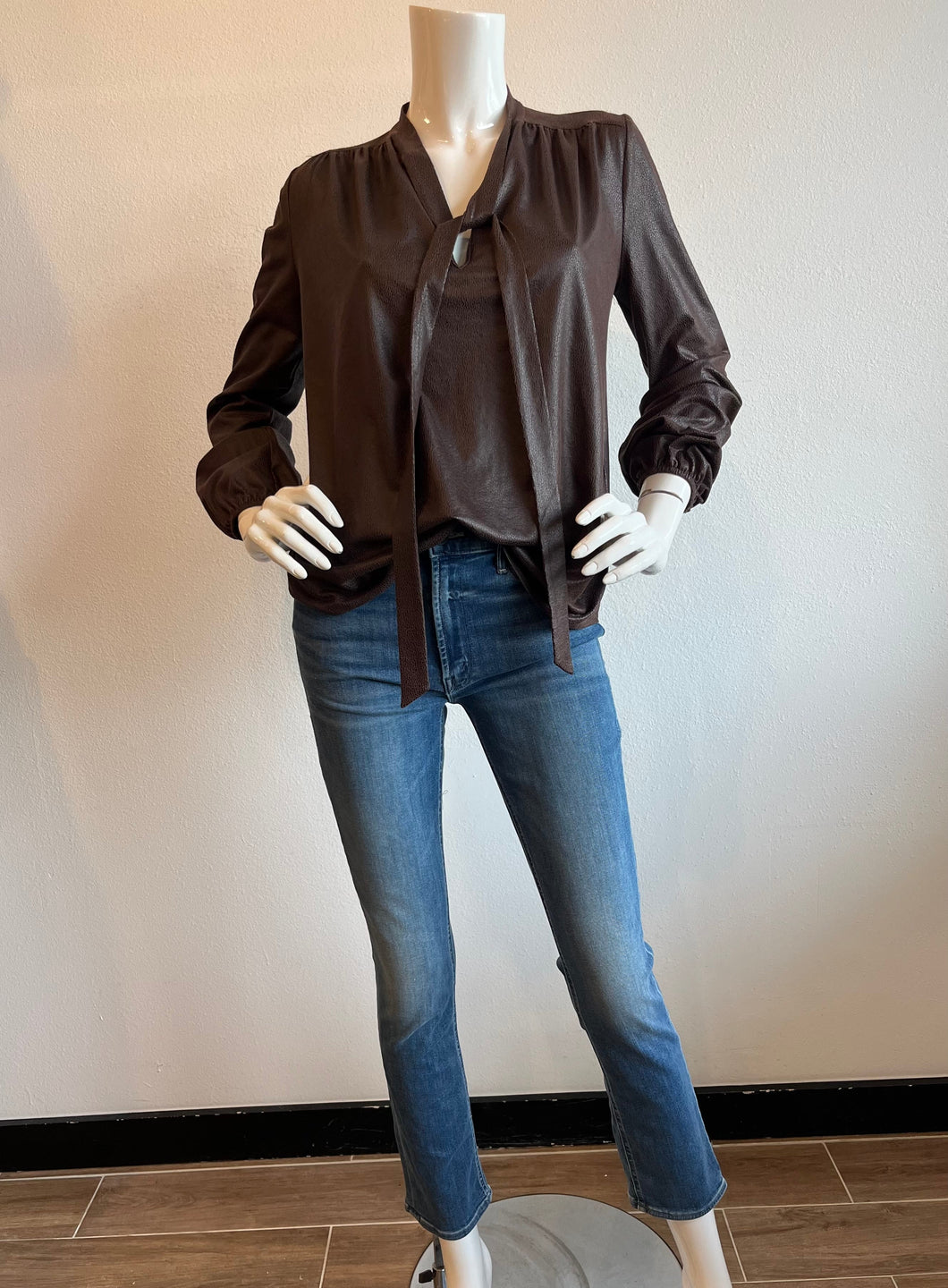 Lola & Sophie - Zoe Leatherlette Top - Brown