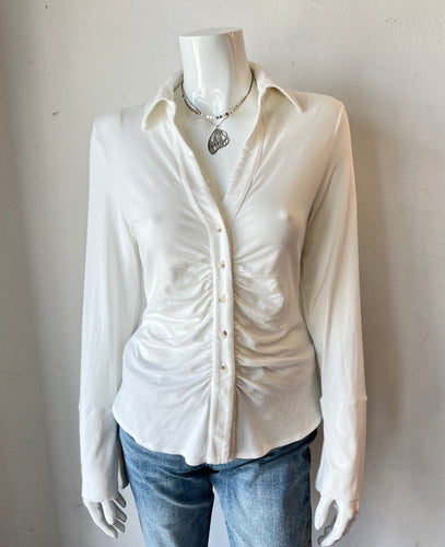 Mila Button Down Shirt - Winter White