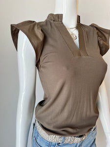 Melissa Nepton - Celine Sleveless Top -Dark Khaki