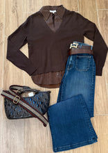 Load image into Gallery viewer, J Society -2Fer Washed Rayon Sweater - Coffee Bean
