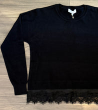 Load image into Gallery viewer, J Society - Lace Trim Crew - Black