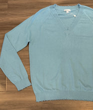 Load image into Gallery viewer, Minnie Rose-Distressed V-Neck Sweater - Nordic Sky