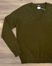 Load image into Gallery viewer, Minnie Rose-Distressed V-Neck Sweater - Army