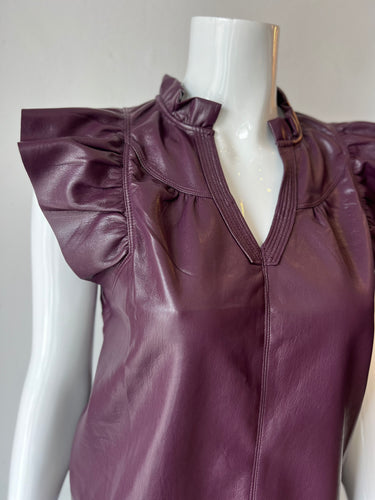 Melissa Nepton - Izma Faux Leather Top - Merlot