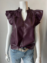 Load image into Gallery viewer, Melissa Nepton - Izma Faux Leather Top - Merlot