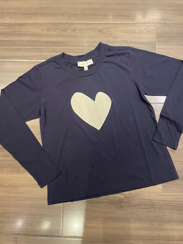 Kerri Rosenthal Suke Long Sleeve Imperfect Heart Tee - Indigo Blue