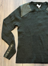 Load image into Gallery viewer, J Society - Suede Shoulder Patch Sweater - Army
