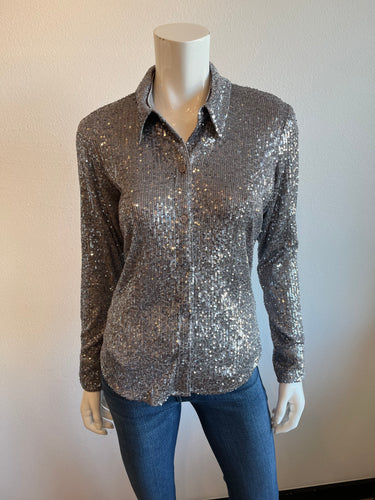 Sanctuary - Radiant Sequin Shirt - Gunmetal