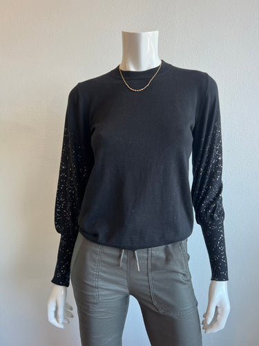 Wispr- Foil Bijou Sweater, Crew- Coal