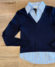 Load image into Gallery viewer, J Society Long Sleeve Twofer - Navy/Stripe