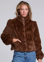 Load image into Gallery viewer, Chaser - Puff Sleeve Faux Fur Jacket - Chocolate