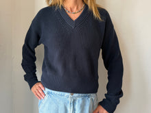 Load image into Gallery viewer, Minnie Rose - Cotton Shaker V-Neck - Navy