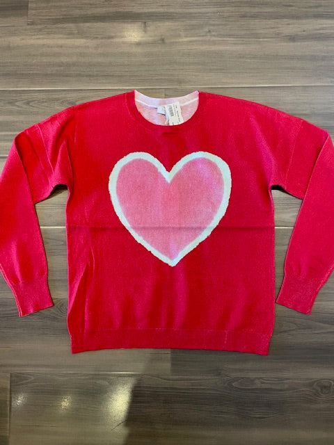 J Spciety Enzyme Wash Heart Sweater - Red