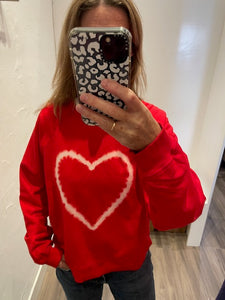 Electric & Rose - Ronan Pullover Sweatshirt - Heart  Chili Red