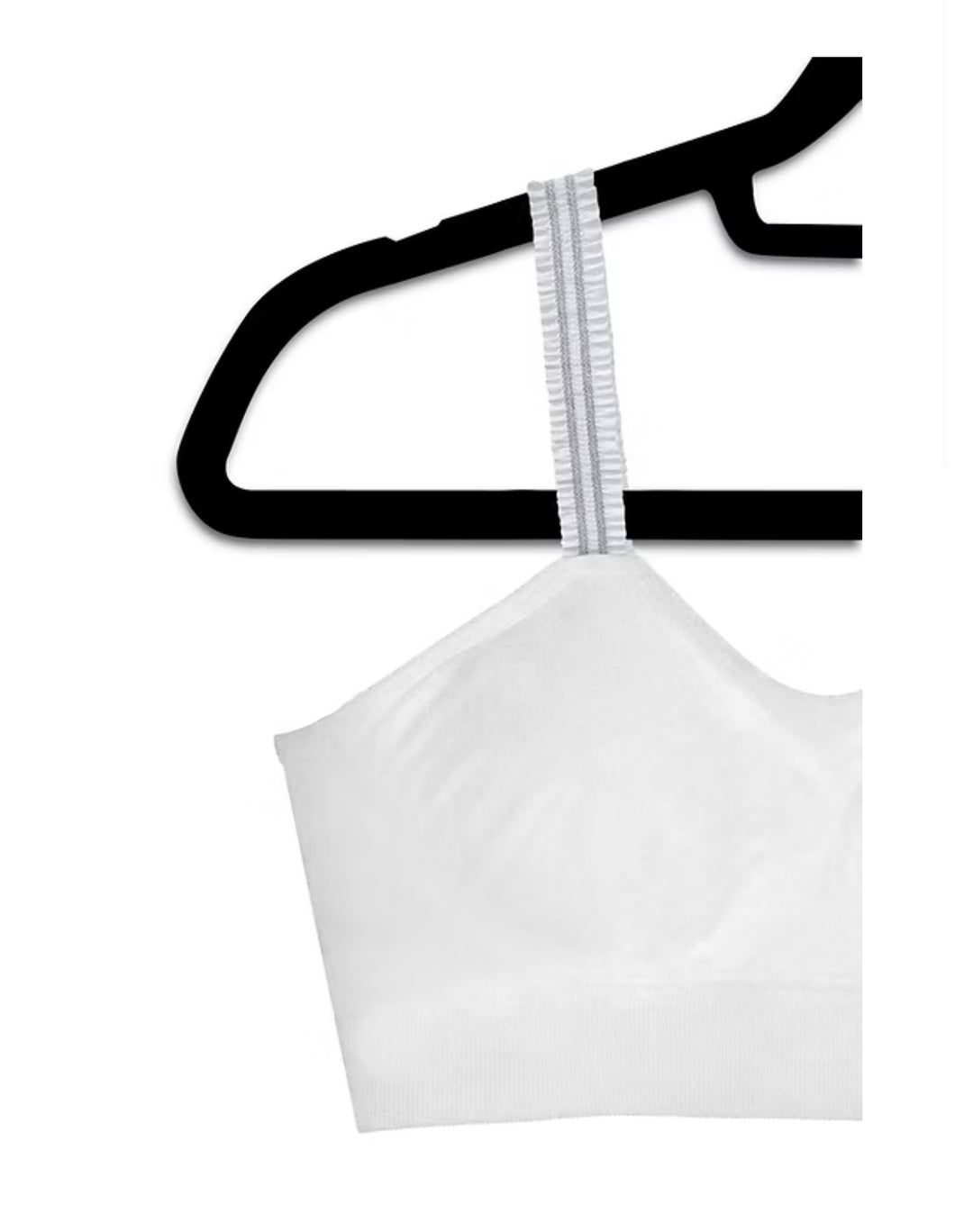 Strap-Its - White Ruffle Straps on White Bra